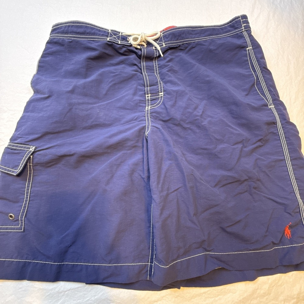 Vintage Polo Ralph Lauren Board Shorts Men's Large Striped Blue 90s